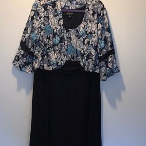 Navy blue dress with removable shawl